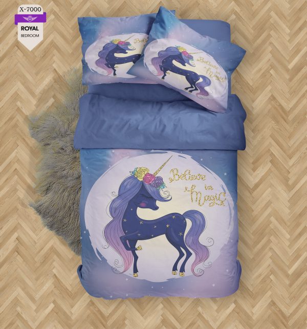 روتختی و ملحفه ( تک نفره ) طرح اسب تک شاخ کد KX-7000