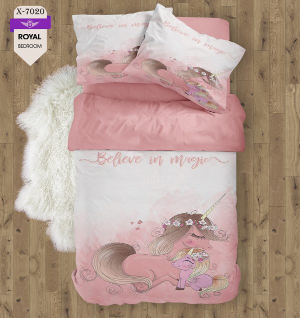 روتختی و ملحفه ( تک نفره ) طرح اسب تک شاخ کد KX-7020