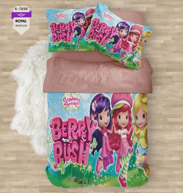 روتختی و ملحفه ( تک نفره ) طرح توت فرنگی کوچولو کد KX-7030