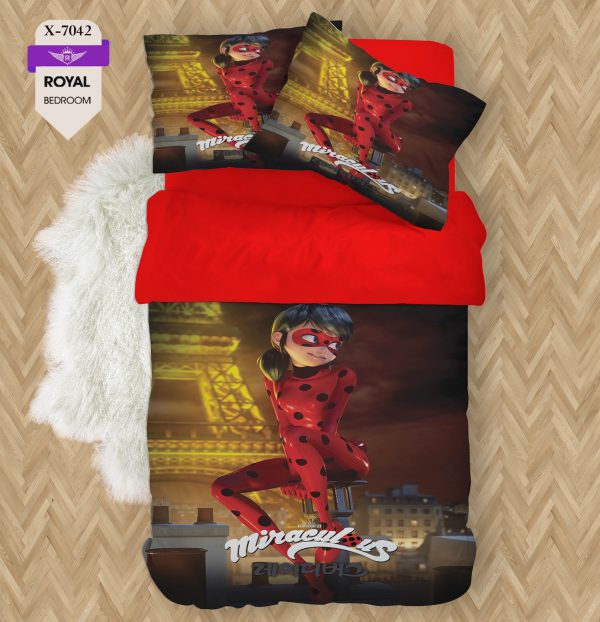 روتختی و ملحفه ( تک نفره ) طرح دختر کفشدوزکی کد KX-7042