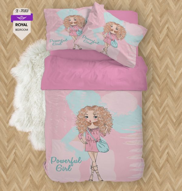 روتختی و ملحفه ( تک نفره ) طرح دختر کد KX-7053