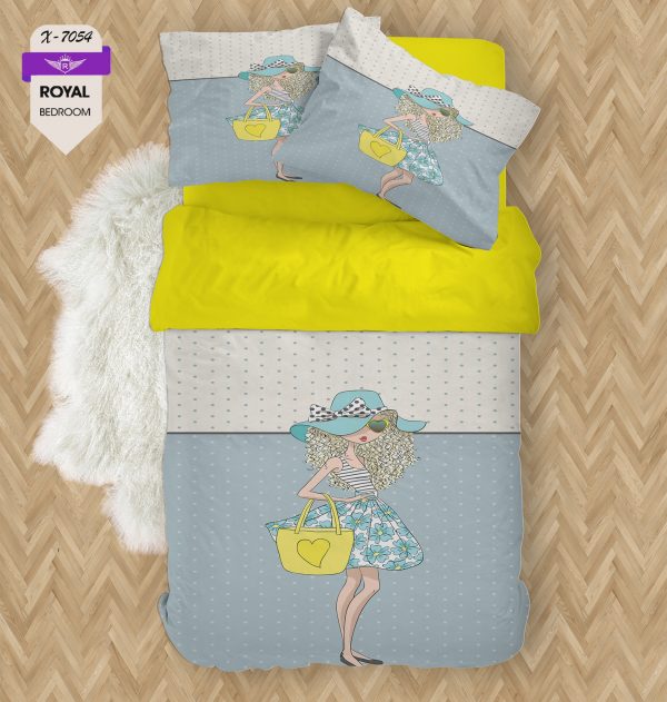 روتختی و ملحفه ( تک نفره ) طرح دختر کد KX-7054
