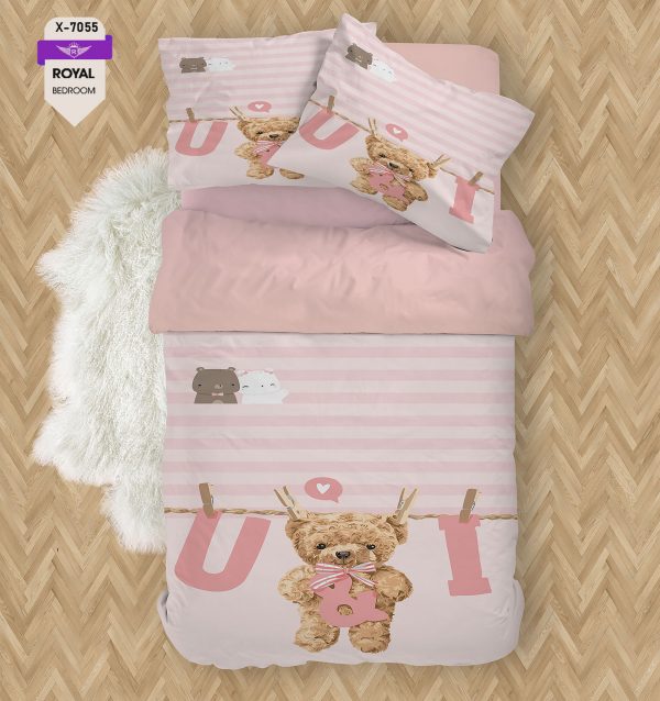 روتختی و ملحفه ( تک نفره ) طرح خرس کد KX-7055