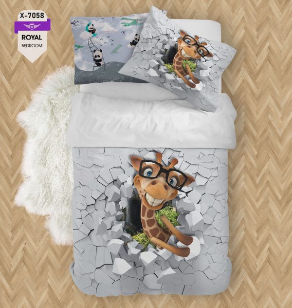 روتختی و ملحفه ( تک نفره ) طرح زرافه کد KX-7058