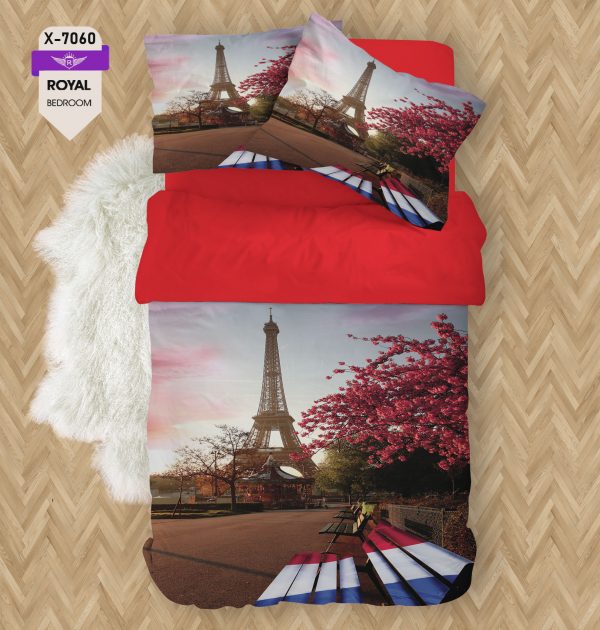 روتختی و ملحفه ( تک نفره ) طرح ایفل کد KX-7060