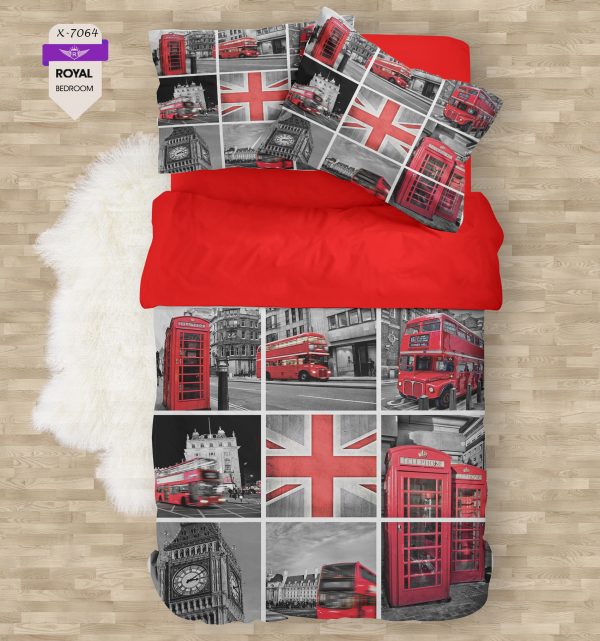 روتختی و ملحفه ( تک نفره ) طرح لندن کد KX-7064