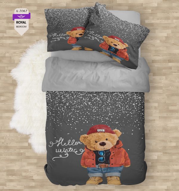 روتختی و ملحفه ( تک نفره ) طرح خرس کد KX-7067
