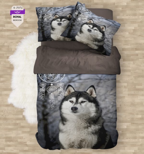 روتختی و ملحفه ( تک نفره ) طرح گرگ کد KX-7071