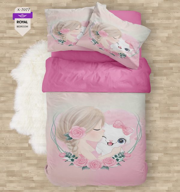 روتختی و ملحفه ( تک نفره ) طرح گربه کد KX-7077