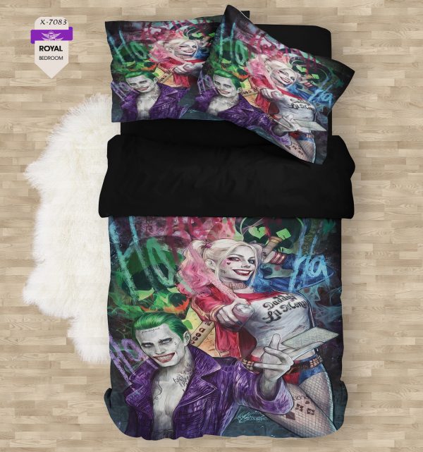 روتختی و ملحفه ( تک نفره ) طرح جوکر و هارلی کد KX-7083