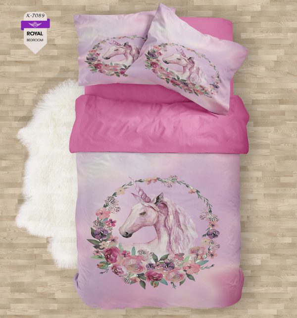 روتختی و ملحفه ( تک نفره ) طرح یونیکورن کد KX-7089