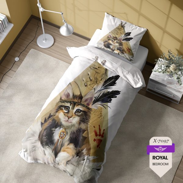 روتختی و ملحفه ( تک نفره ) طرح گربه کد KX-7097