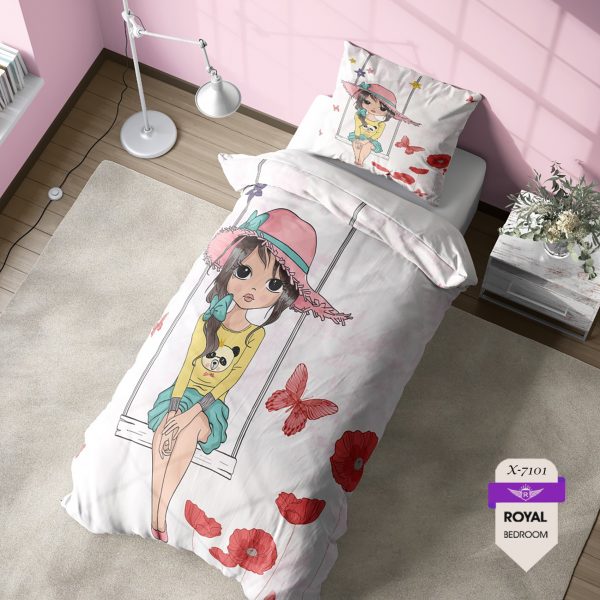 روتختی و ملحفه ( تک نفره ) طرح دختر کد KX-7101