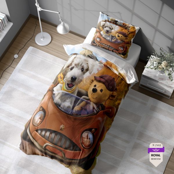 روتختی و ملحفه ( تک نفره ) طرح سگ کد KX-7103