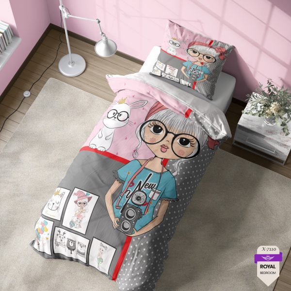 روتختی و ملحفه ( تک نفره ) طرح دختر کد KX-7110