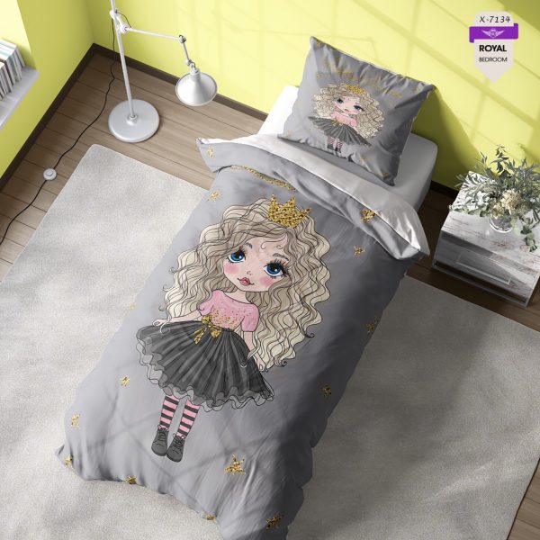 روتختی و ملحفه ( تک نفره ) طرح دختر کد KX-7134
