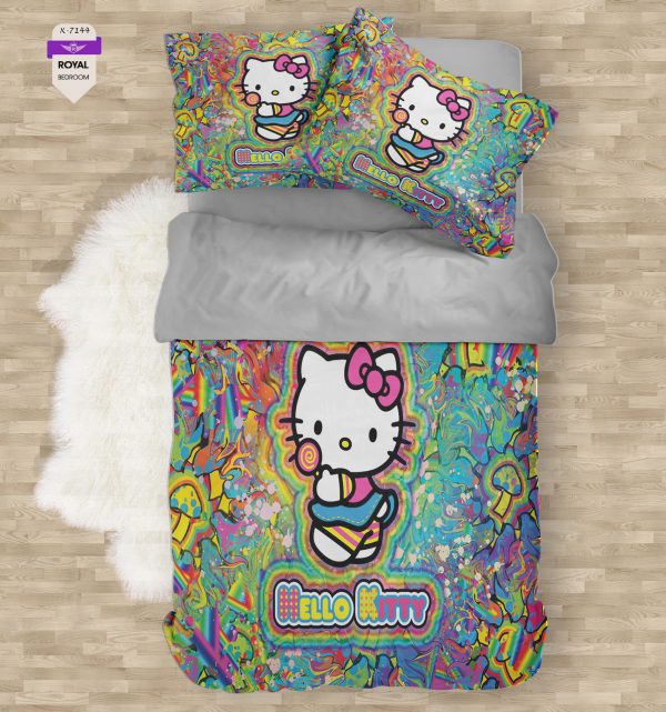 روتختی و ملحفه ( تک نفره ) طرح هلوکیتی کد KX-7144