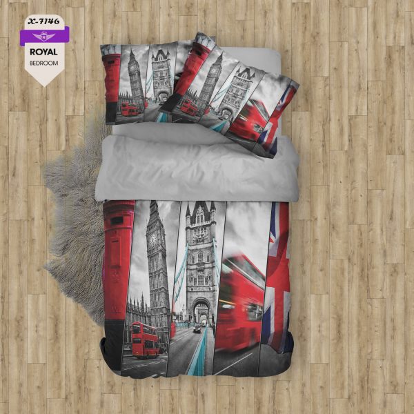 روتختی و ملحفه ( تک نفره ) طرح لندن کد KX-7146