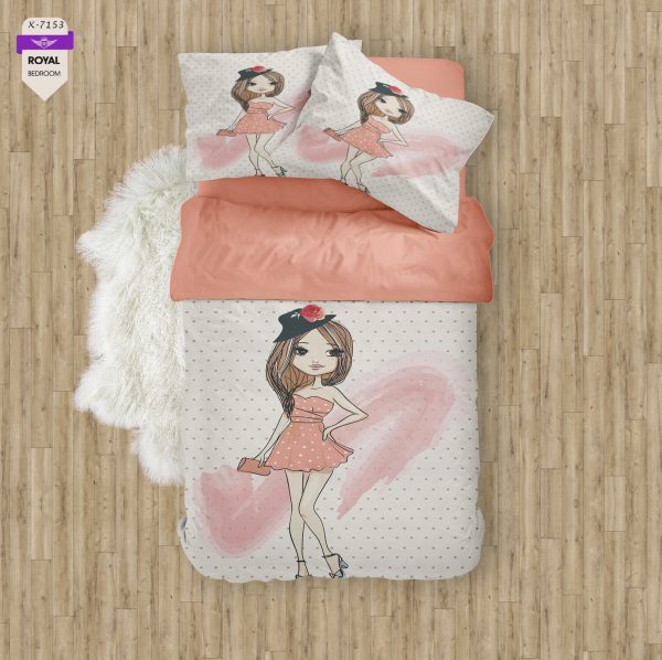 روتختی و ملحفه ( تک نفره ) طرح دختر کد KX-7153