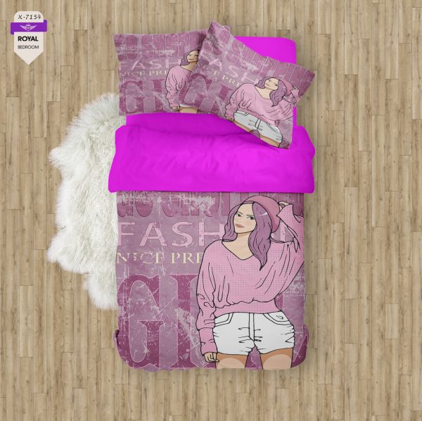 روتختی و ملحفه ( تک نفره ) طرح دختر کد KX-7154