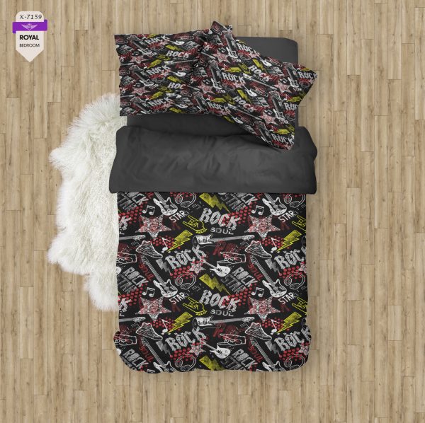 روتختی و ملحفه ( تک نفره ) طرح راک کد KX-7159
