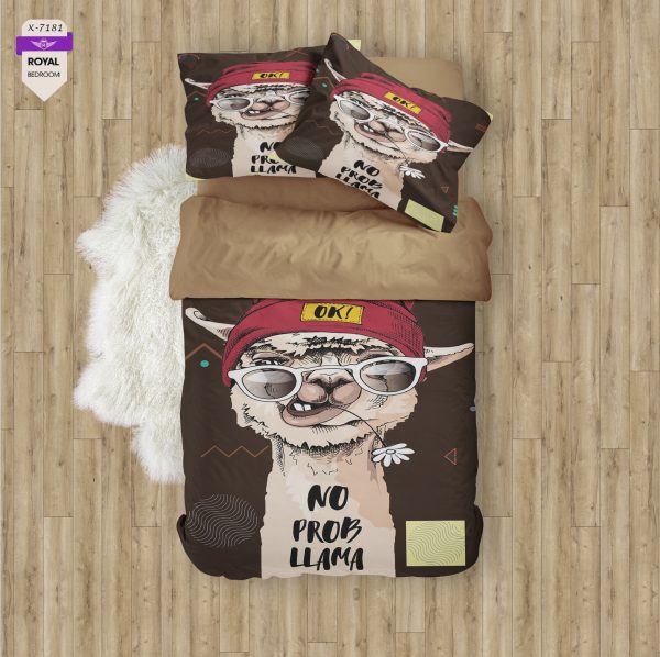 روتختی و ملحفه ( تک نفره ) طرح لاما کد KX-7181