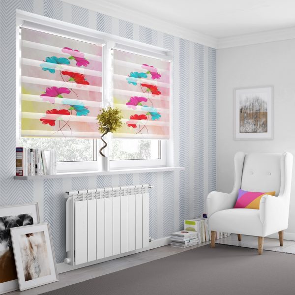 پرده زبرا طرح گل کد Z07