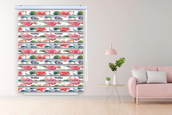 پرده زبرا طرح گل کد Z3025