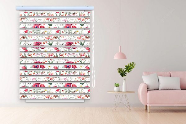 پرده زبرا طرح گل کد Z3052