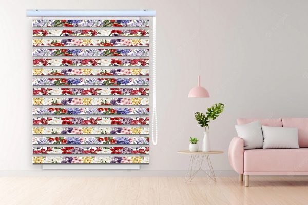 پرده زبرا طرح گل کد Z3071