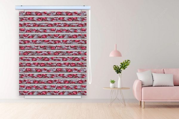 پرده زبرا طرح گل کد Z3074