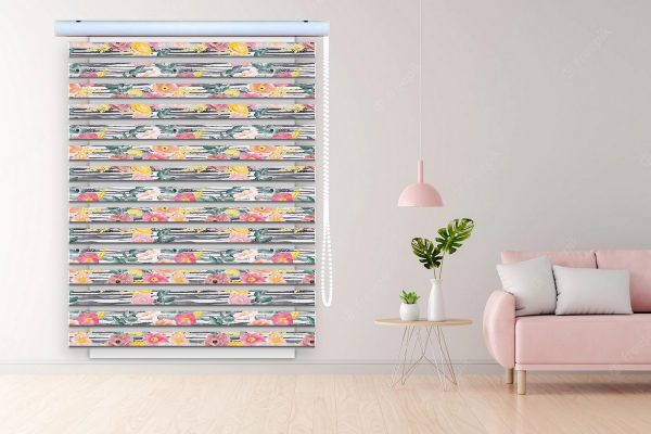 پرده زبرا طرح گل کد Z3078