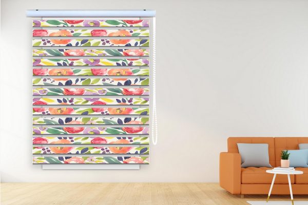 پرده زبرا طرح گل کد Z3114