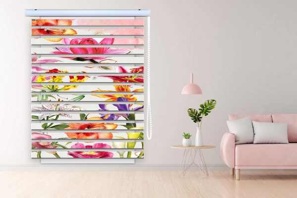 پرده زبرا طرح گل کد Z3117