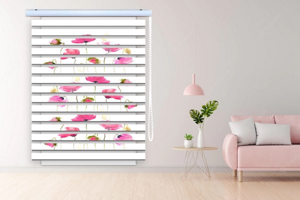 پرده زبرا طرح گل کد Z3130