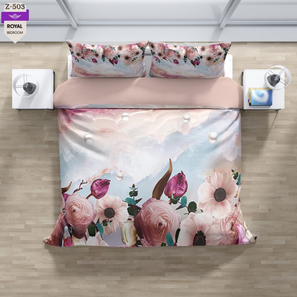 روتختی و ملحفه (دو نفره) طرح گل  کد 503-Flower