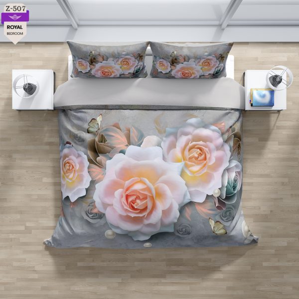 روتختی و ملحفه (دو نفره) طرح گل  کد 507-Flower