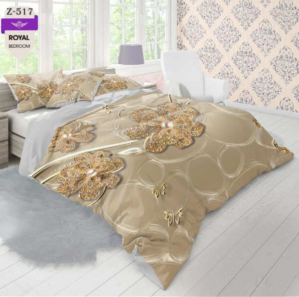 روتختی و ملحفه (دو نفره) طرح گل  کد 517-Flower