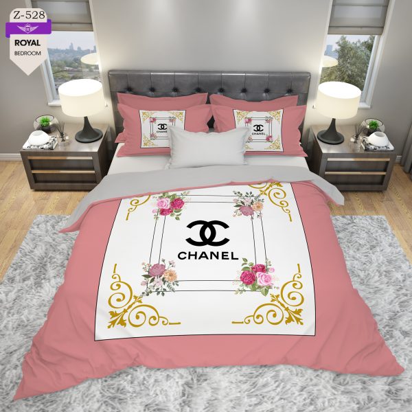روتختی و ملحفه (دو نفره) طرح شنل  کد 528-Chanel