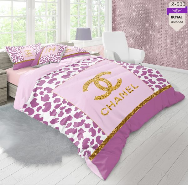 روتختی و ملحفه (دو نفره) طرح شنل  کد 533-Chanel