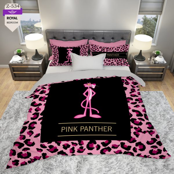 روتختی و ملحفه (دو نفره) طرح پلنگ صورتی  کد 534-Pink Panther