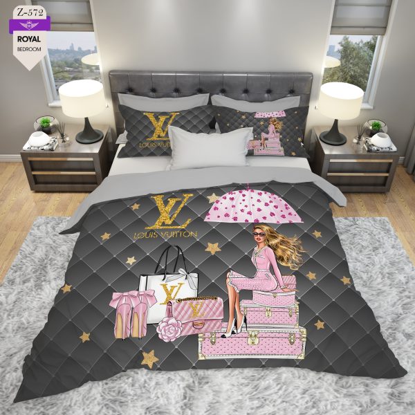 روتختی و ملحفه (دو نفره) طرح لویی ویتون کد 572-Louis Vuitton