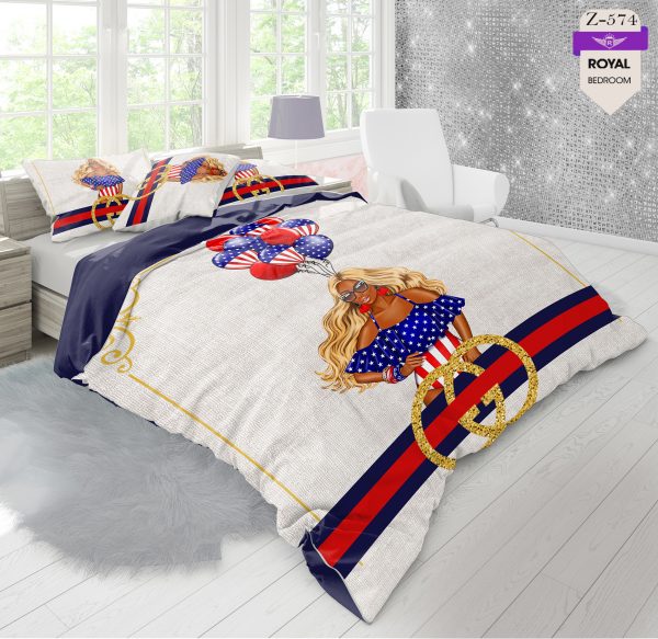 روتختی و ملحفه (دو نفره) طرح گوچی کد 574-Gucci