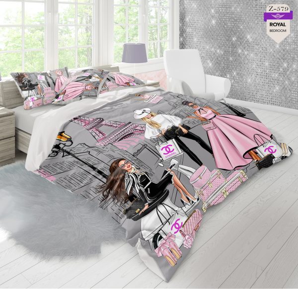 روتختی و ملحفه (دو نفره) طرح شنل کد 579-Chanel