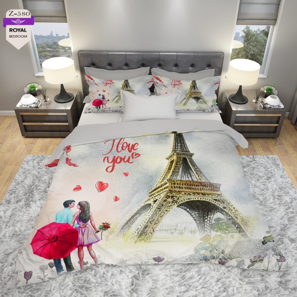 روتختی و ملحفه (دو نفره) طرح پاریس کد 580-Paris