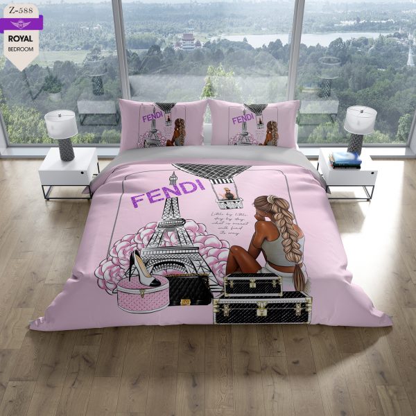 روتختی و ملحفه (دو نفره) طرح فندی کد 588-Fendi