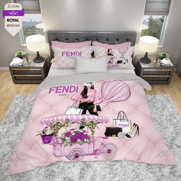 روتختی و ملحفه (دو نفره) طرح فندی کد 590-Fendi