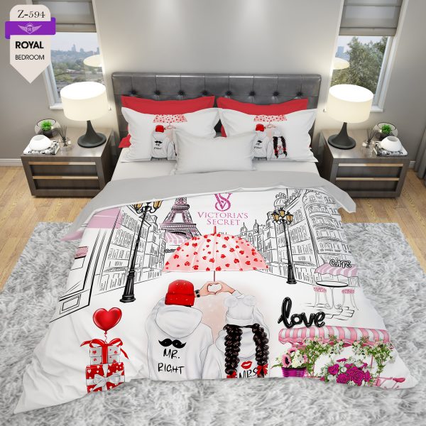 روتختی و ملحفه (دو نفره) طرح ویکتوریا سکرت کد 594-Victoria's Secret