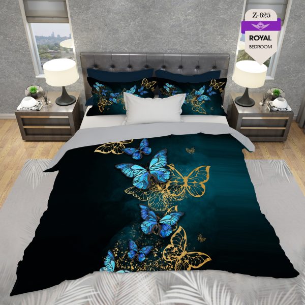 روتختی و ملحفه (دو نفره) طرح پروانه کد 625-butterfly