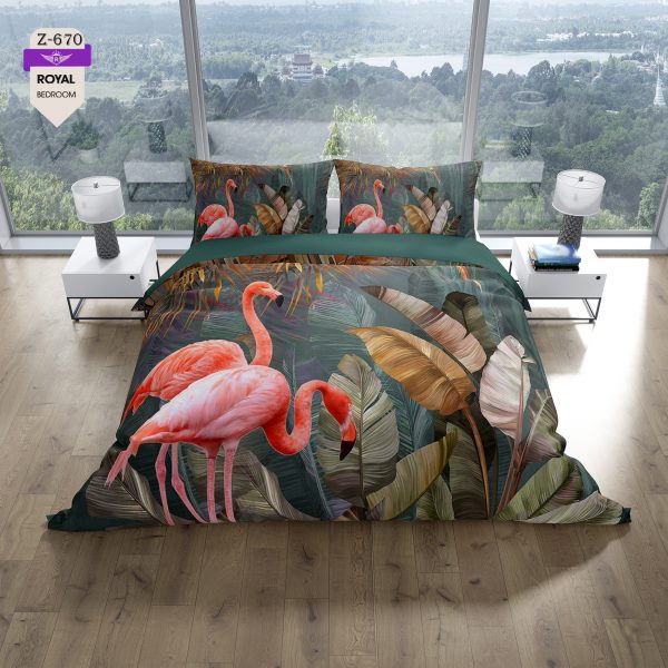 روتختی و ملحفه (دو نفره) طرح فلامینگو کد 670-Flamingo